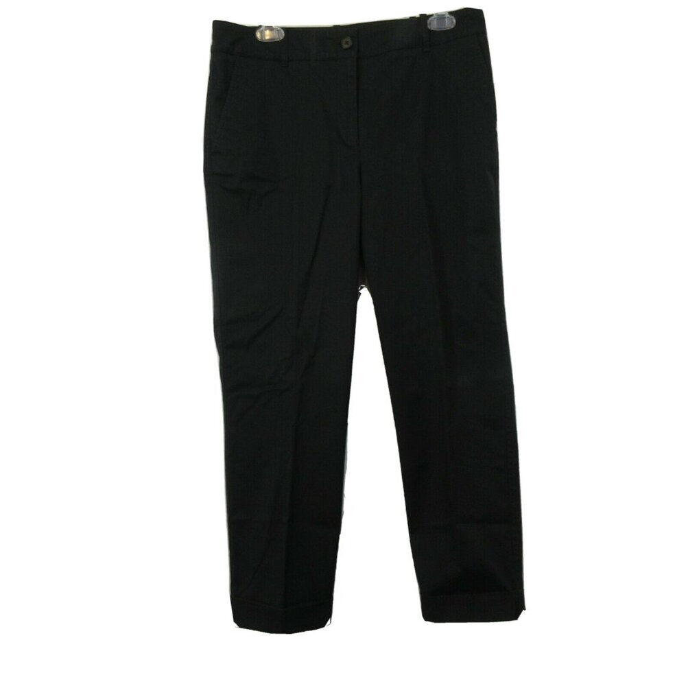 Talbots Heritage Dress Pants Size 8 Petite Black Flat Front Career Cuffed Slacks